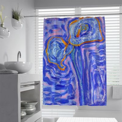 SAISEMIHOME Piet Mondrian Shower Curtain Liner, Abstract Blue Pattern, Waterproof Washable Polyester, 12 Hooks, 200 x 200 cm