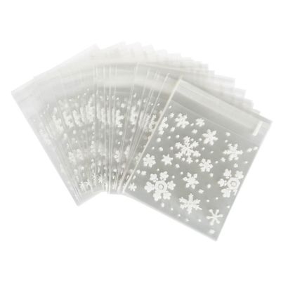 Duendhd 100-Count White Snowflake Bags for Christmas Candies