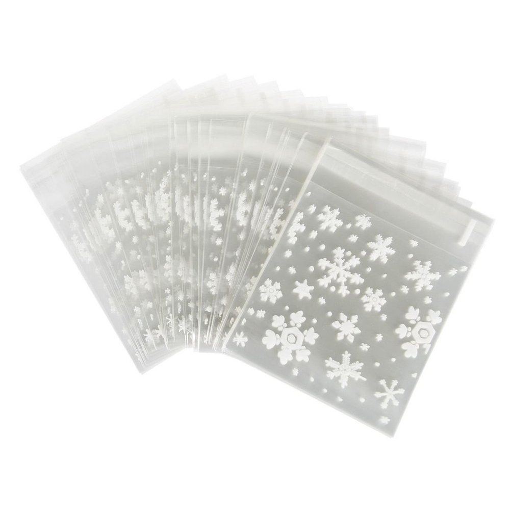 Duendhd 100-Count White Snowflake Bags for Christmas Candies