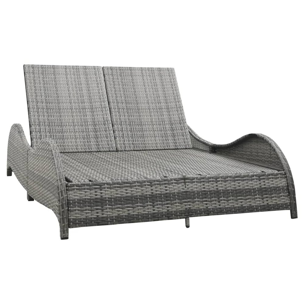ZEYUAN Double Sun Lounger with Cushion, Poly Rattan, Anthracite