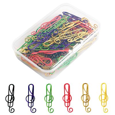 TNSLAND 50-Pack Music Note Metal Paper Clips, Colorful, with Clear Box