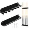 Cosmos 2-Piece Acrylic Billiard Cue Rack Wall Mount, EVA Foam Clips, Holds 6 Pool Cues, Solid Black view 1
