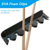 Cosmos 2-Piece Acrylic Billiard Cue Rack Wall Mount, EVA Foam Clips, Holds 6 Pool Cues, Solid Black view 4