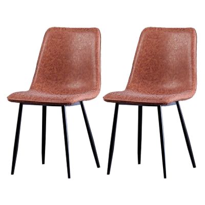 Set of 2 Upholstered Dining Chairs with Metal Legs