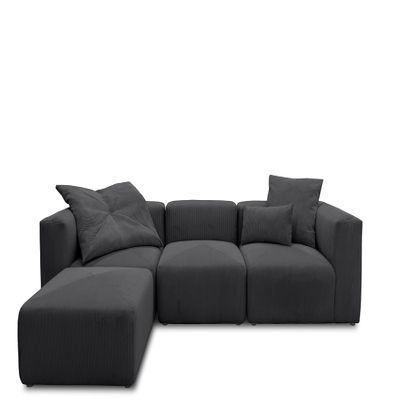 DOMO. collection Malia Corner Sofa, L-Shape, 4 Modules, Anthracite
