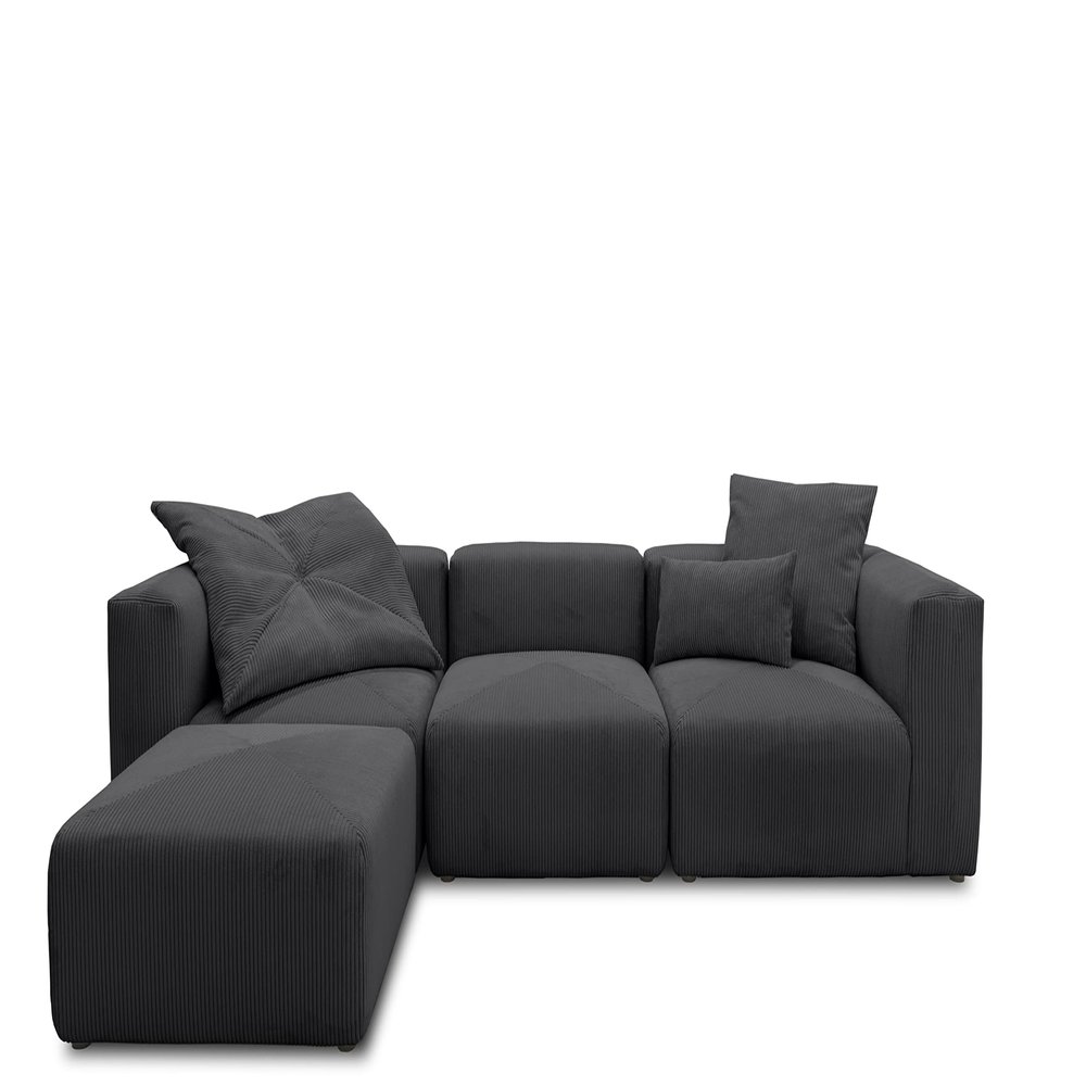 DOMO. collection Malia Corner Sofa, L-Shape, 4 Modules, Anthracite