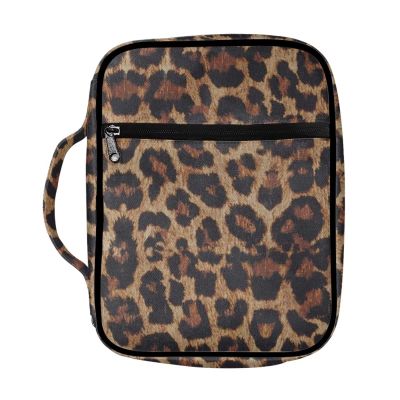 Belidome Bible Bag Book Cover with Pockets, Zipper and Handle, Brown Leopard Print, One Size
