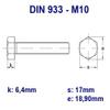 M10 Hex Bolt, Zinc-Plated Steel, DIN 933, M10 x 95 mm, 5-Pack view 4