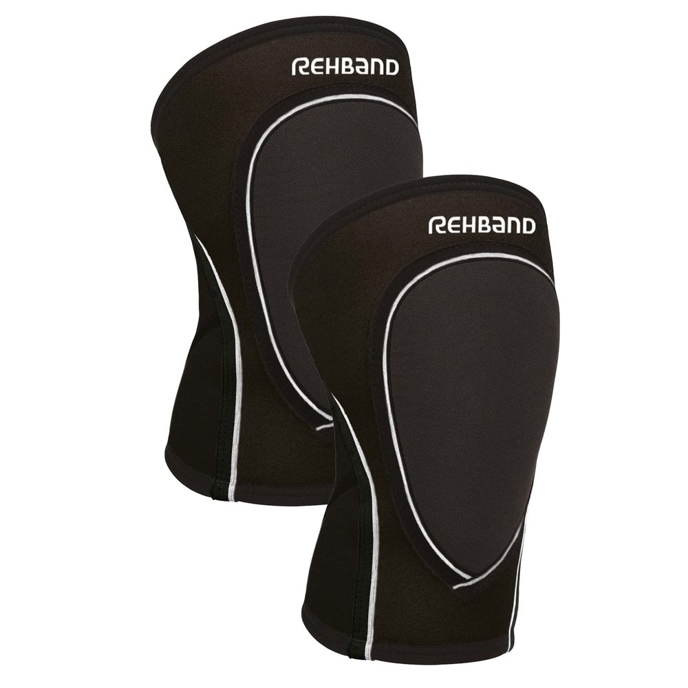 Rehband Volleyball & Handball Knee Pads for Women and Men, 3 mm Neoprene, Black, 1 Pair, Size L