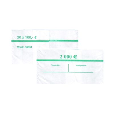 EURO Banknote Straps | 10 x 20 x €100 (= €2,000) | For New €100 Notes, 2nd Series | Ships Within 24 Hours