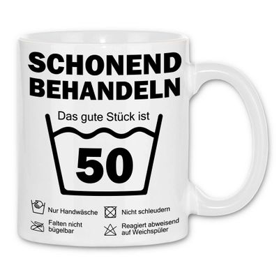 wowshirt Mug “Handle with Care—This Good Piece Is 50” 50th Birthday Gift, 50 Years, White