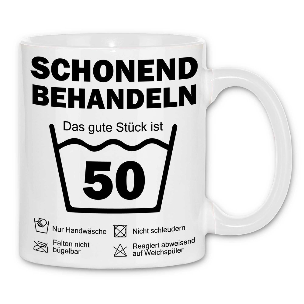 wowshirt Mug “Handle with Care—This Good Piece Is 50” 50th Birthday Gift, 50 Years, White
