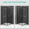 80 x 90 cm Black Sliding-Door Corner Shower Enclosure view 3
