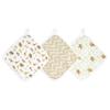 Aden + Anais Essentials Cotton Muslin Washcloth Set, Stanzanie, 3-Pack view 1