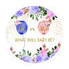 SDOTPMT 1 m Round Baby Shower Gender Reveal Backdrop, Floral Balloons and Gold Powder view 2