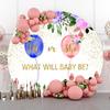 SDOTPMT 1 m Round Baby Shower Gender Reveal Backdrop, Floral Balloons and Gold Powder view 4