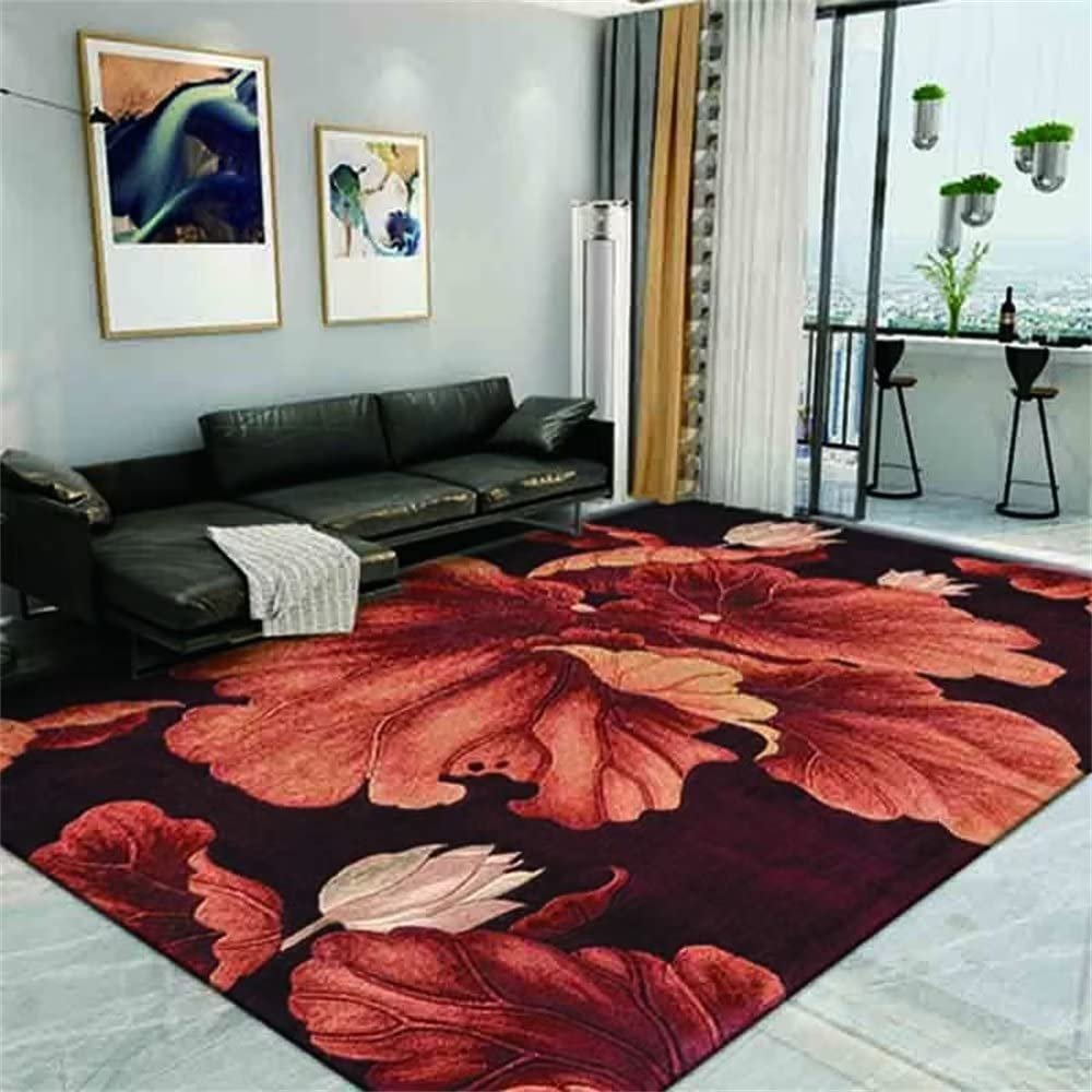 RUGMRZ Red Crystal Velvet Flower Rug, 60 × 90 cm
