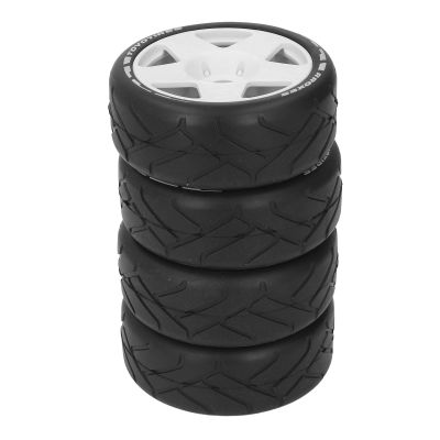 Dilwe 1:8 GT RC On-Road Tires, 4-Piece Set with 17 mm Adapters, White