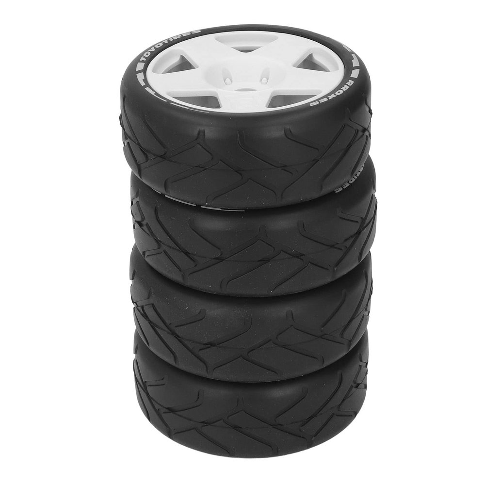 Dilwe 1:8 GT RC On-Road Tires, 4-Piece Set with 17 mm Adapters, White