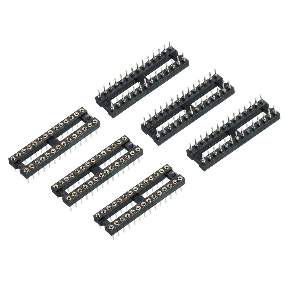 sourcing map 6-Pack 28-Pin DIP IC Sockets, Round-Hole, 2.54 mm Pitch
