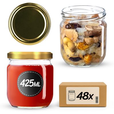 KADAX 48-Piece Canning Jar Set, 425 ml, TO82 Gold