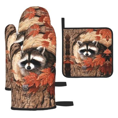 3-Piece Heat-Resistant Oven Mitt and Pot Holder Set with Hanging Loops