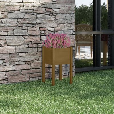 MOONAIRY Planter, Outdoor Garden Flower Pot, Cachepot, Large Plant Pot, Honey Brown, 40 x 40 x 70 cm, Solid Pine Wood