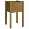 MOONAIRY Planter, Outdoor Garden Flower Pot, Cachepot, Large Plant Pot, Honey Brown, 40 x 40 x 70 cm, Solid Pine Wood view 2