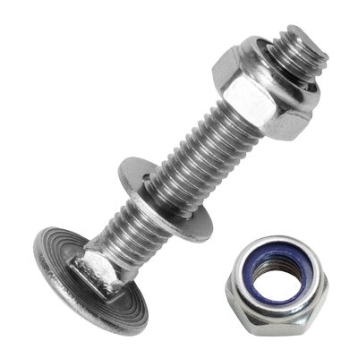 Techtanium M8 x 35/35 mm Stainless Steel A2 Carriage Bolts with Lock Nuts and Washers, 50-Pack
