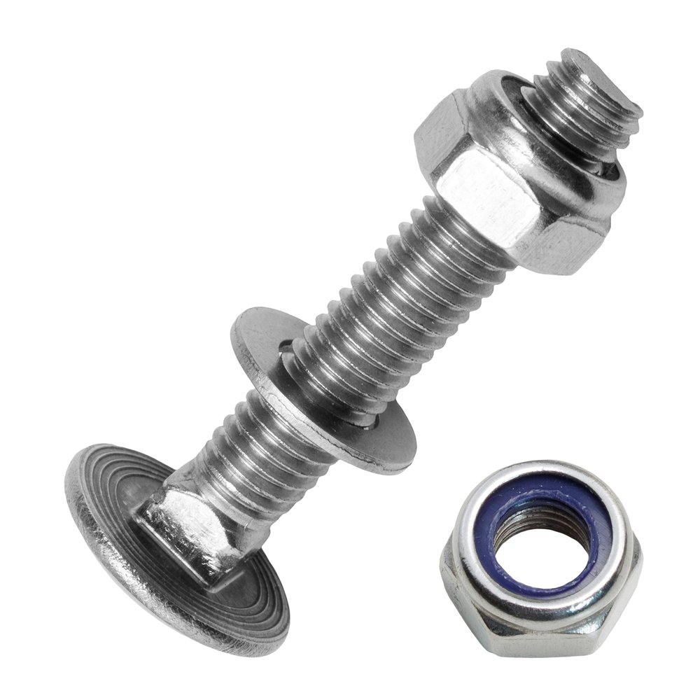 Techtanium M8 x 35/35 mm Stainless Steel A2 Carriage Bolts with Lock Nuts and Washers, 50-Pack