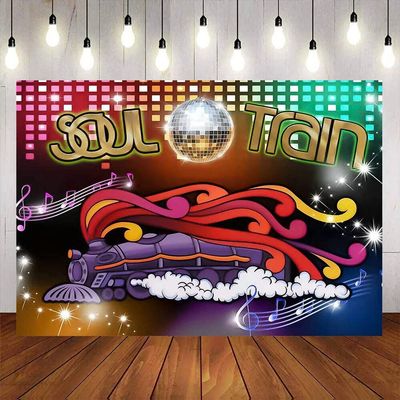 70s 80s Soul Train Disco Dancing Birthday Party Decor Photography Backdrop for Women and Men
