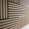 Decorative Wooden Wall Panel, Slats on Felt, 30 x 30 cm, Light Oak on Black Background, 0.09 m view 3