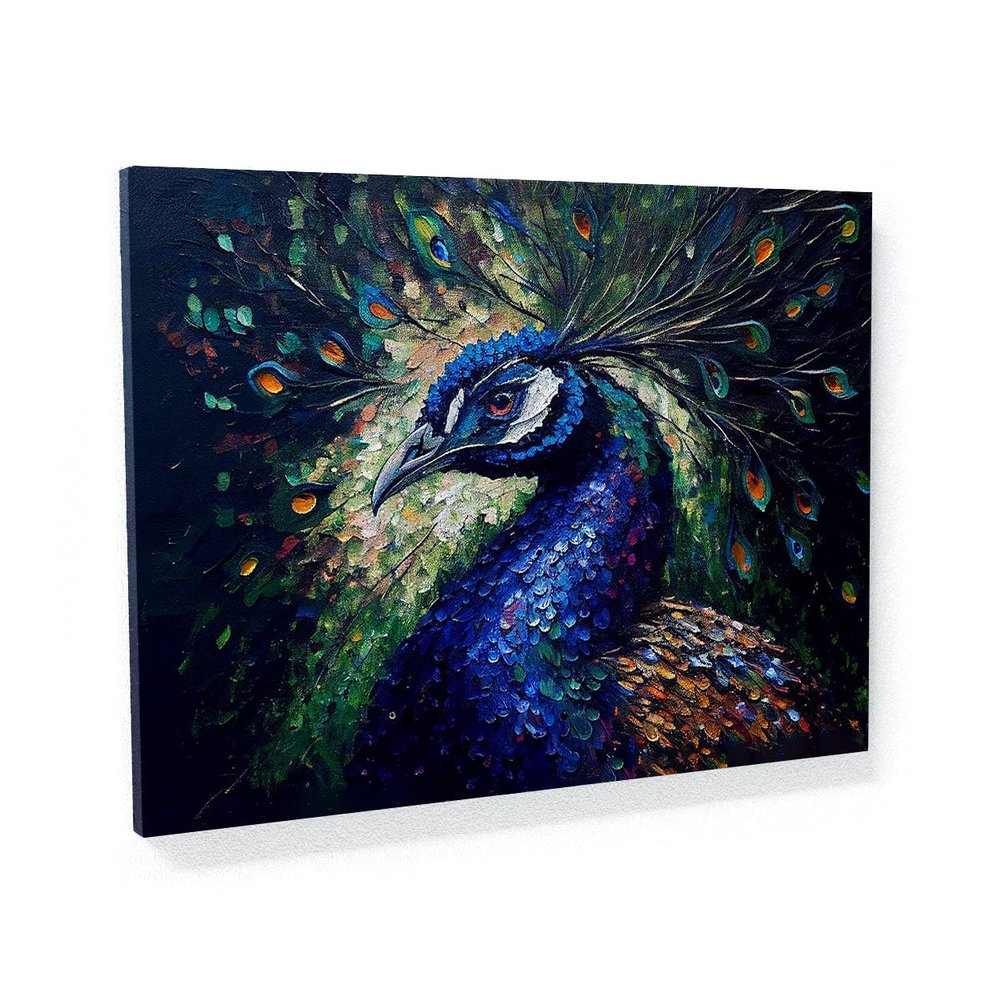 Sense Canvas Peacock 12 Canvas Art, Home Decor, Wall Art Print, Poster, Size XL, 48 x 36 x 3.8 cm