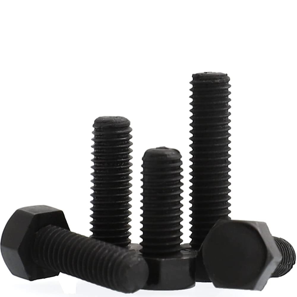 2 Black Nylon Hex-Head Screws, M12 x 60 mm