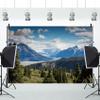 Renaiss Mountain Lake Background, 3 x 2.4 m, Polyester, Blue Sky, White Clouds, Pine Trees and Forest view 2