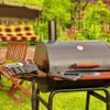 Relaxdays Grill Tongs, Stainless Steel, Wood Handle, Silver/Black view 2