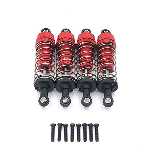 BEIEM 4-Piece Metal Shock Absorbers for 124019/124018/144001 RC Cars, Red