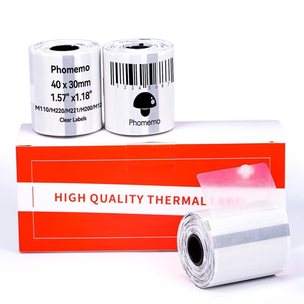 Phomemo 3 Rolls of Transparent Labels for M110/M220, 40 x 30 mm, 690 Labels