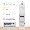 White Narrow Bathroom Storage Cabinet with Tall Storage view 4
