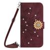 VQWQ Phone Case for Oppo Realme GT, Glitter Flower, Wrist Strap, Wine view 1