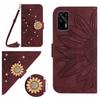 VQWQ Phone Case for Oppo Realme GT, Glitter Flower, Wrist Strap, Wine view 2