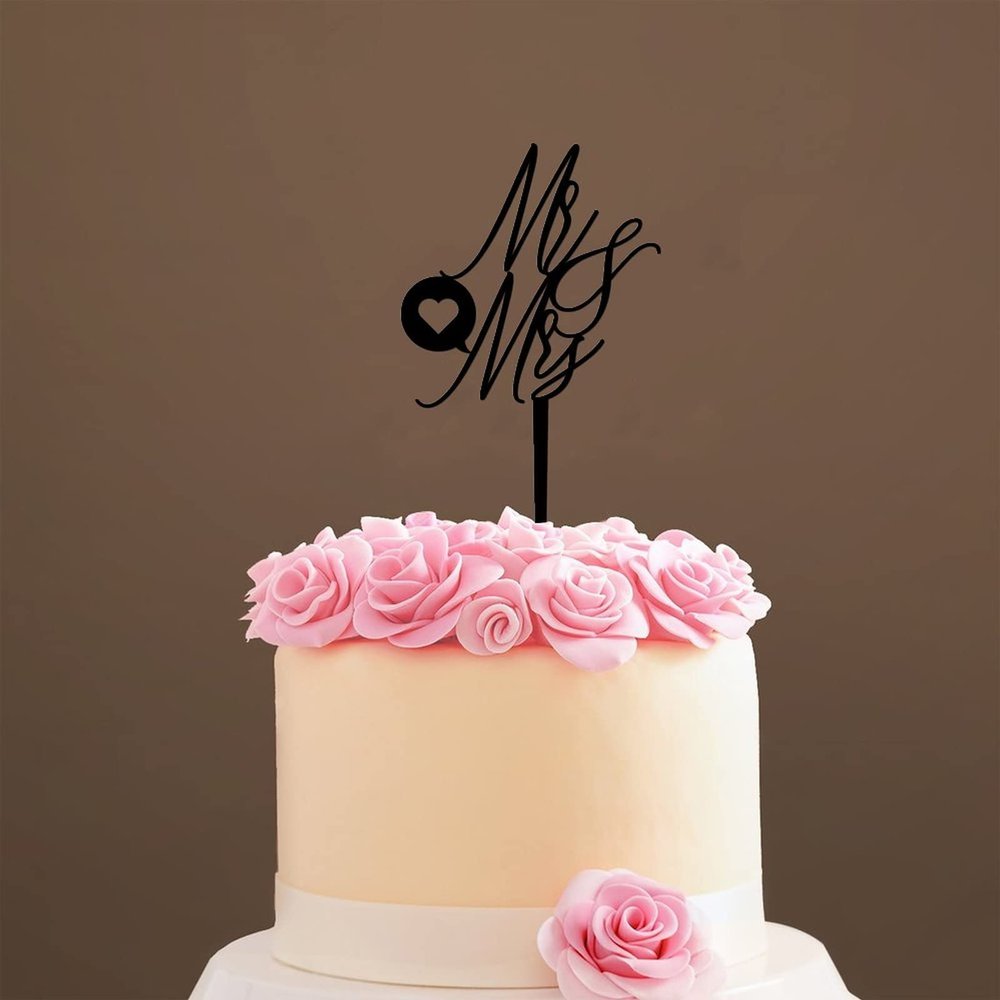 Mr. & Mrs. Cake Topper, Wedding Cake Decoration, Sample Cake Topper, Black Acrylic