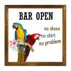 No Shoes No Shirt No Problem Framed Wood Signs, Bar, Open, Parrot Hanging Sign, Shell and Starfish Decorative Wall Art view 1