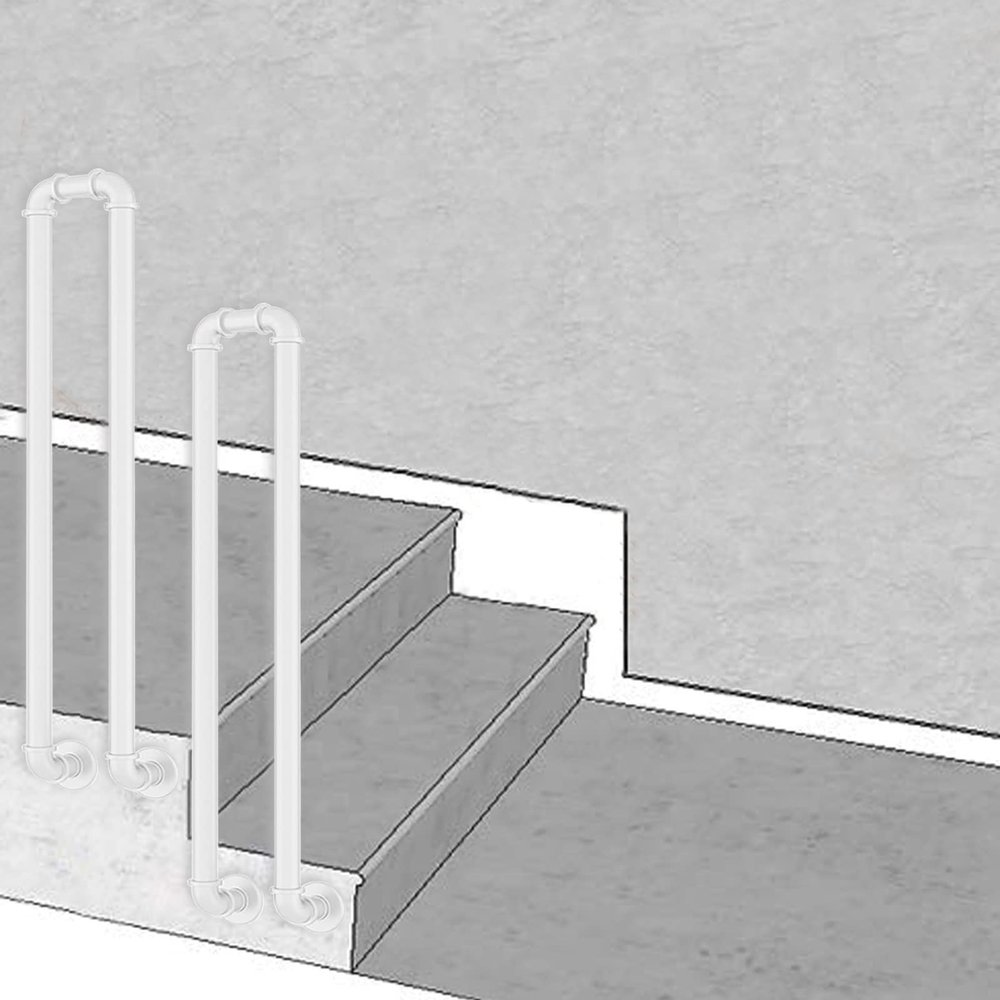 White Wrought-Iron Handrail for Indoor and Outdoor Stairs