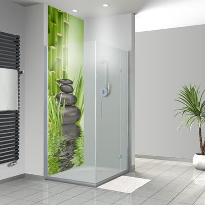 WANDFREUDE Custom-Size Shower Wall Panel, Aluminum Composite (1 pc. - Green Water - Premium Matte Finish)