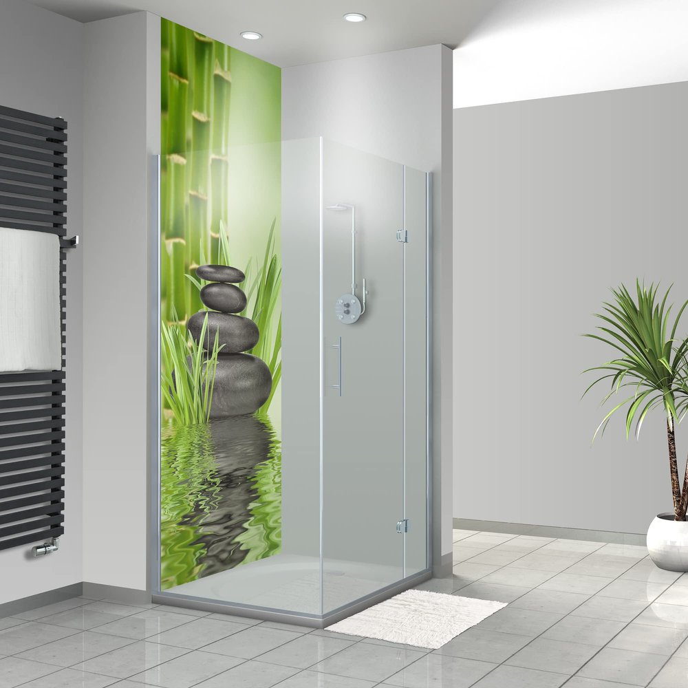 WANDFREUDE Custom-Size Shower Wall Panel, Aluminum Composite (1 pc. - Green Water - Premium Matte Finish)