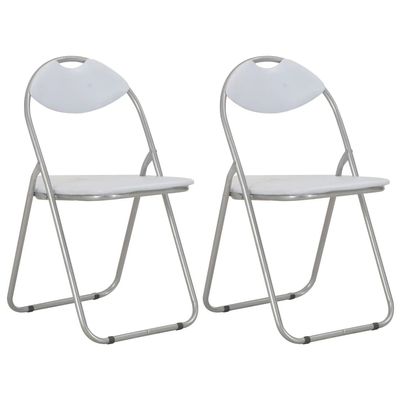 ZQQLVOO Folding Dining Chairs, 2-Pack, White Faux Leather