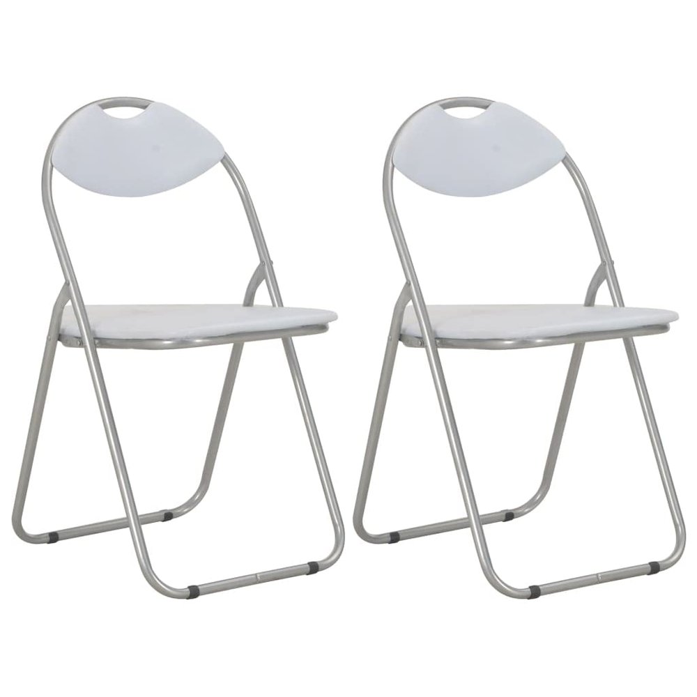 ZQQLVOO Folding Dining Chairs, 2-Pack, White Faux Leather