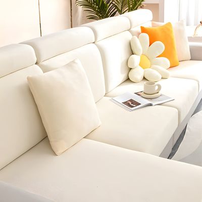 JOKIVTOU Super Stretch L-Shaped Sofa Cover, Creamy White, Small Single Cushion