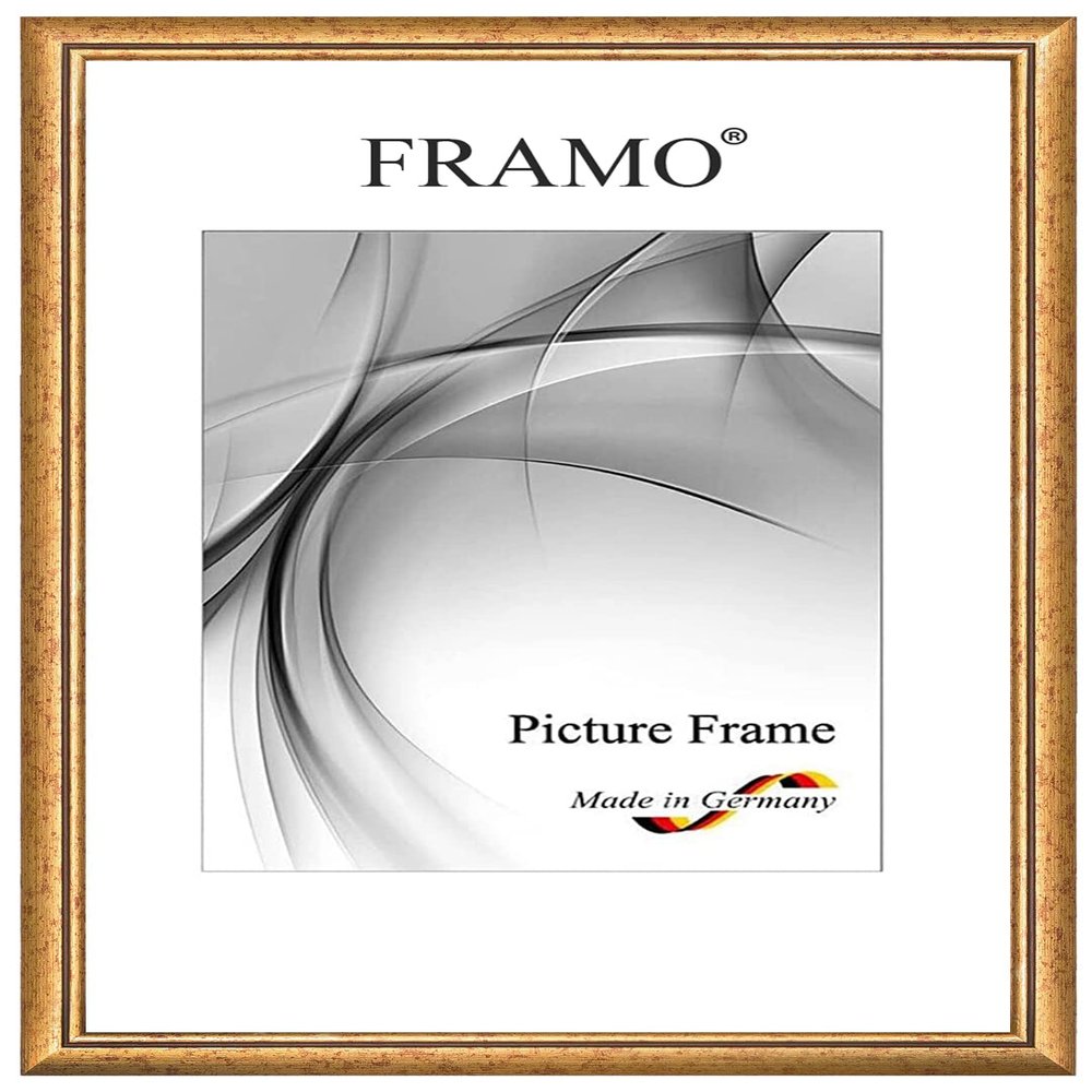 FRAMO N069 Baroque Picture Frame 70.2 x 95.7 cm, Solid Wood, Bordeaux Red/Gold